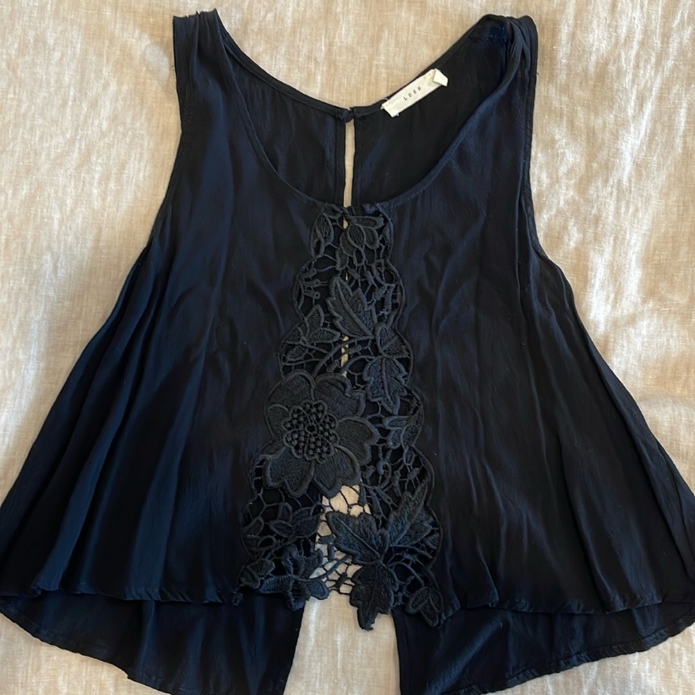 Black Floral Cut Out Crop